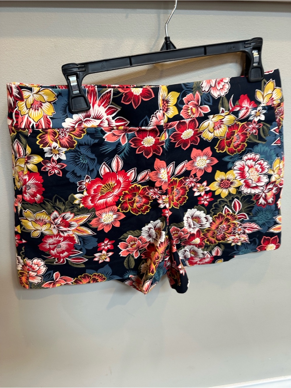 LOFT Navy Floral Shorts with Pink & Yellow Blooms